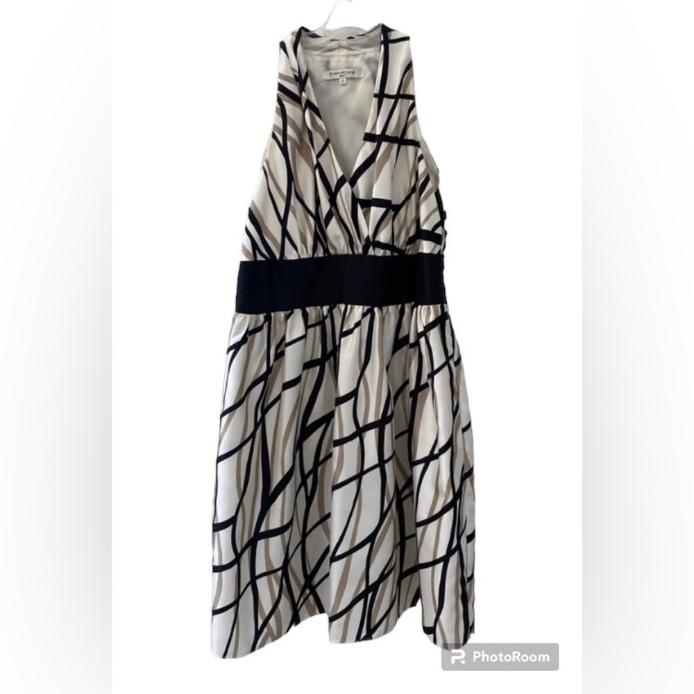 Evan-Picone Vintage Sleeveless Print Dress With Side Zip Size 14